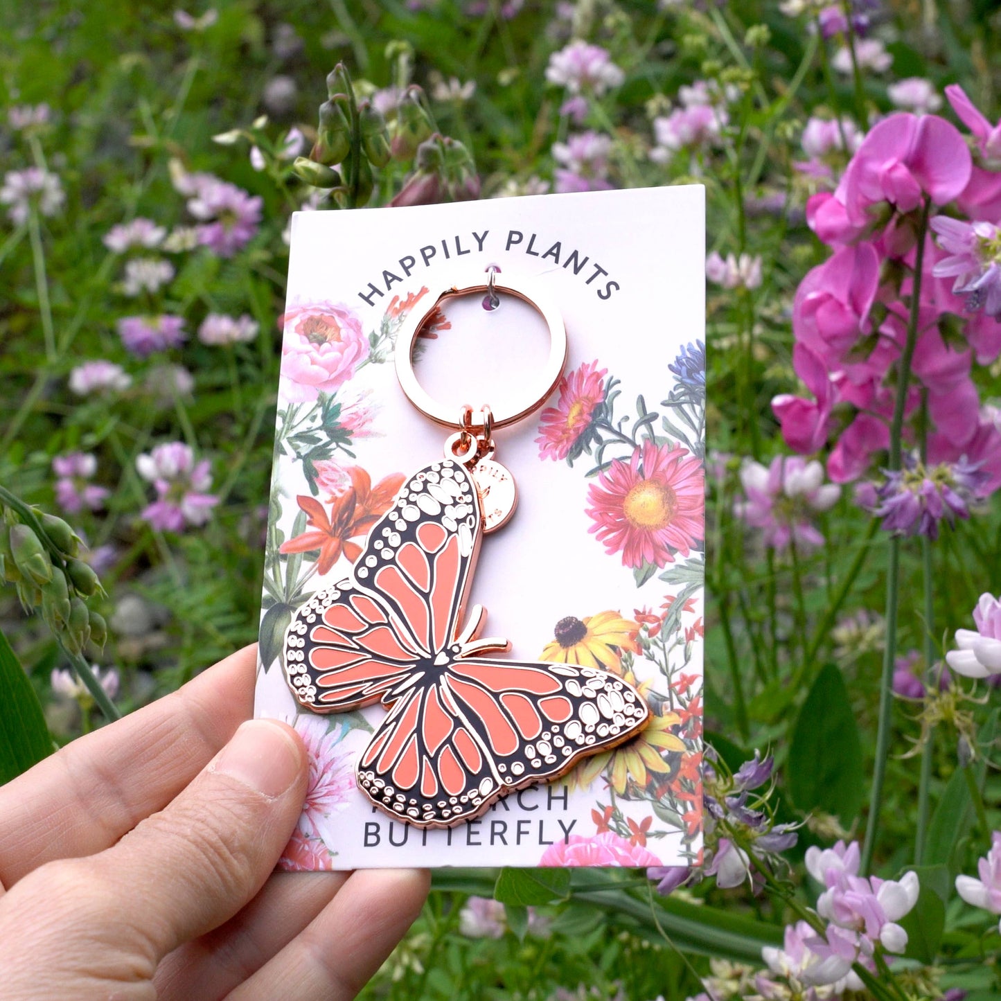Monarch Butterfly Keychain Bag Charm, Spring Gifts