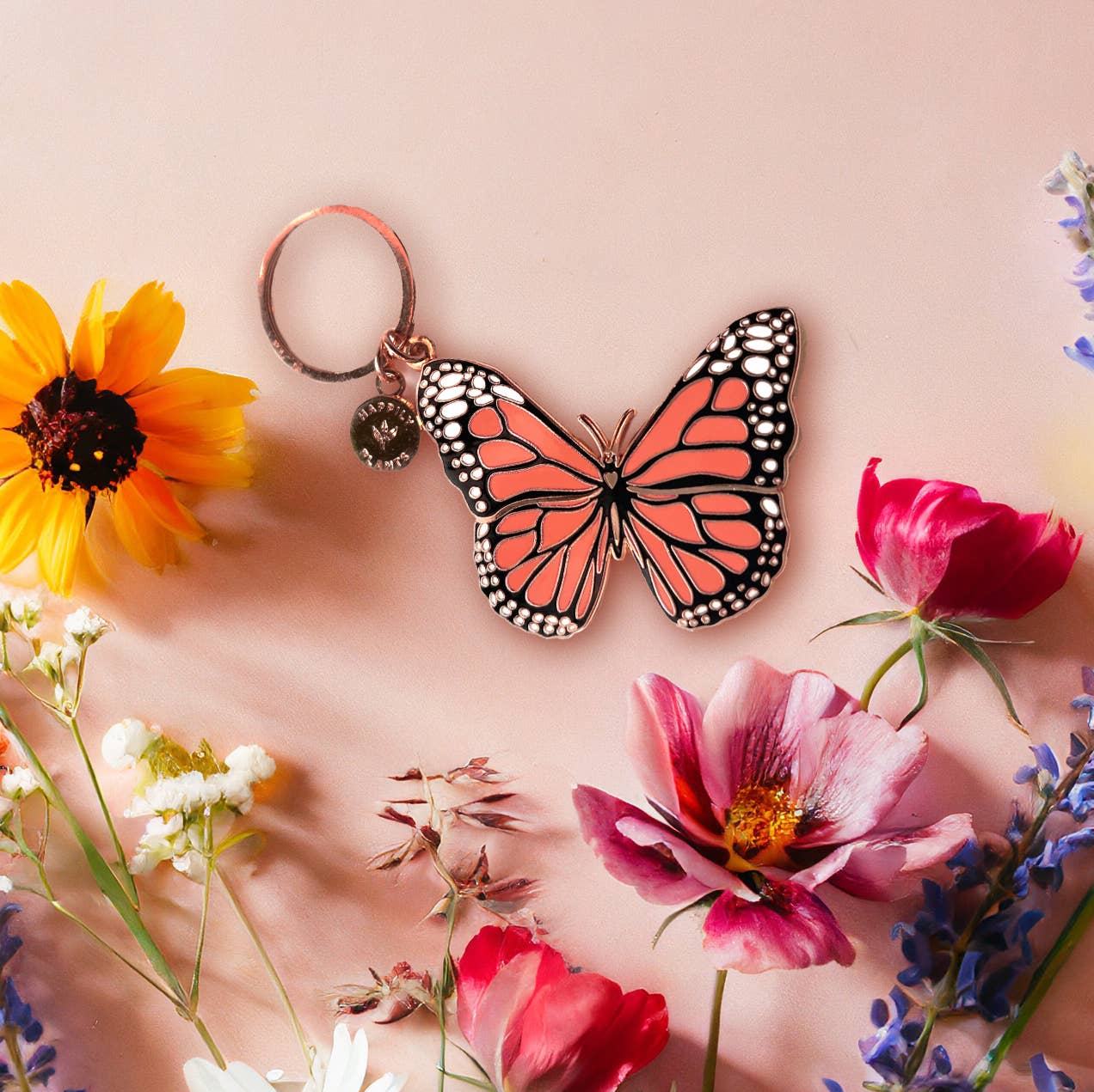Monarch Butterfly Keychain Bag Charm,  Spring Gifts