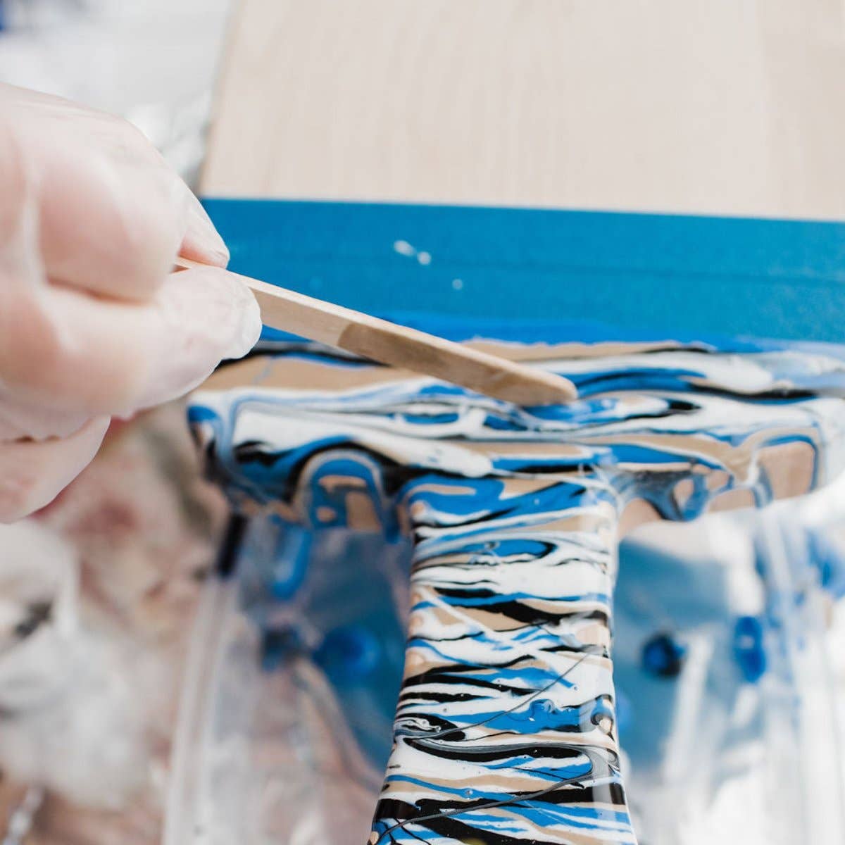 Marbled Resin Wood Board Craft Kit