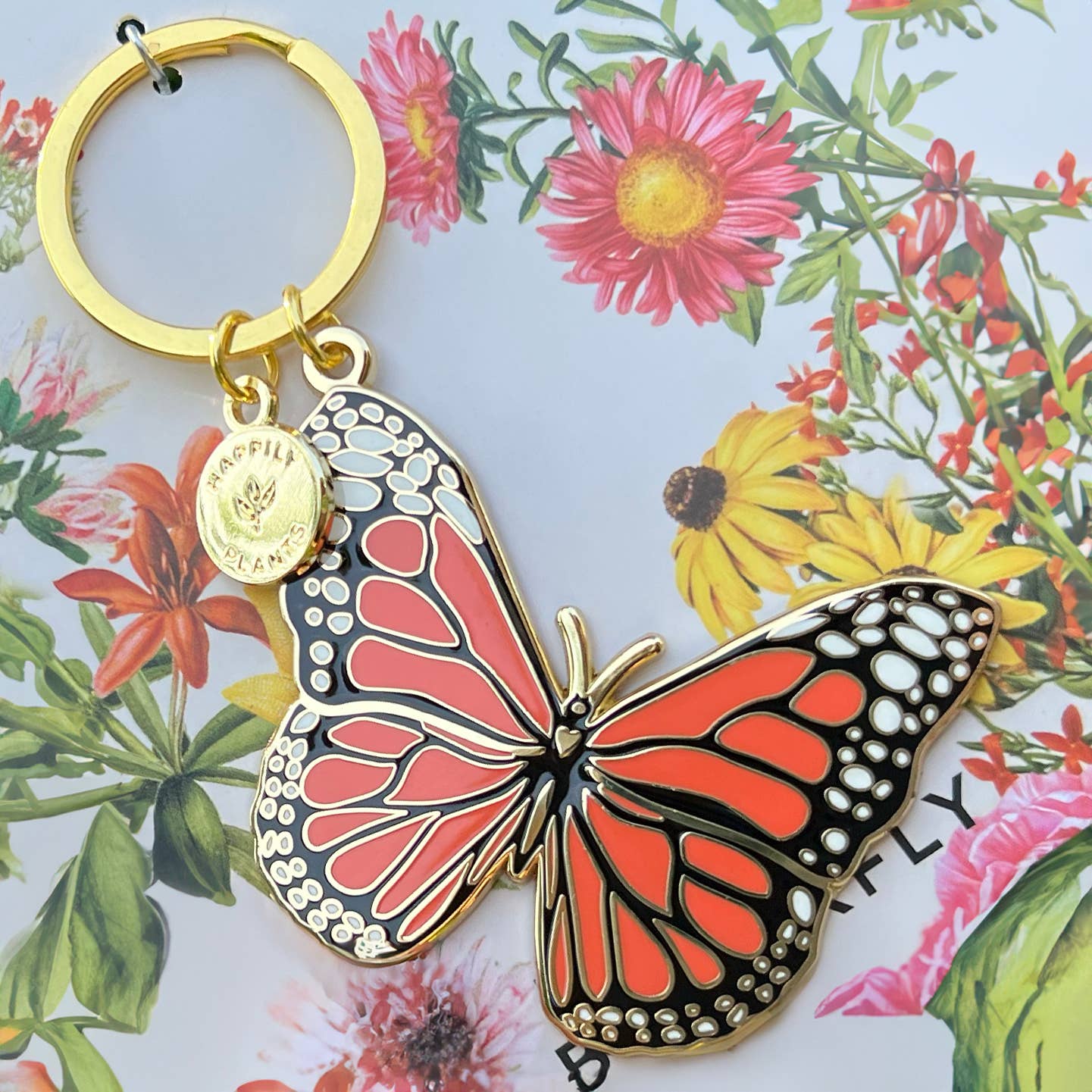 Monarch Butterfly Keychain Bag Charm,  Spring Gifts
